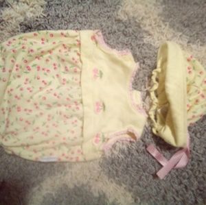 3 month girls onesie and matching hat